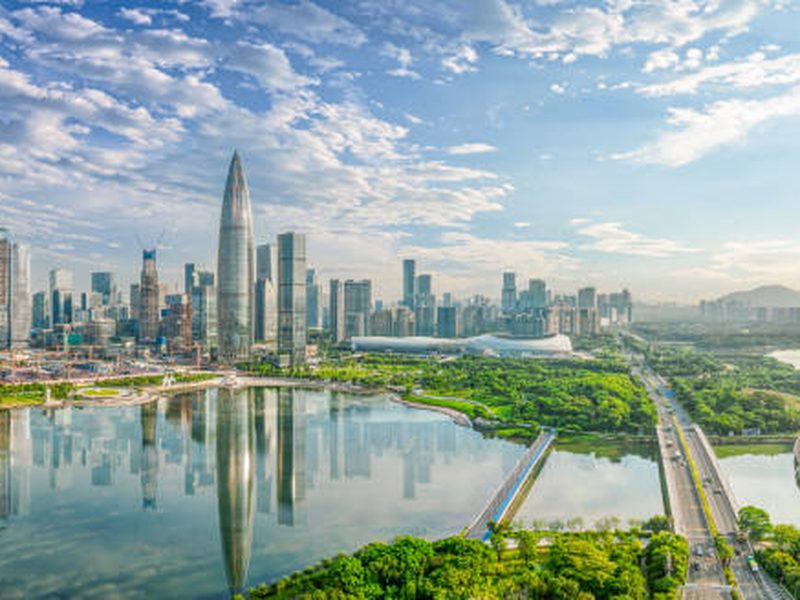 Shenzhen skyline — home of smart wearable factories